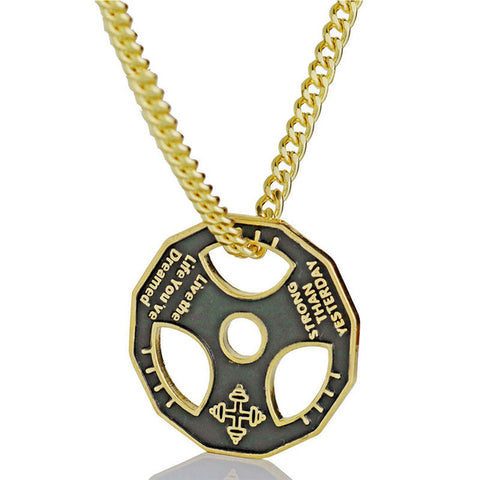 Dumbbell Plate Pendant Steel Chain